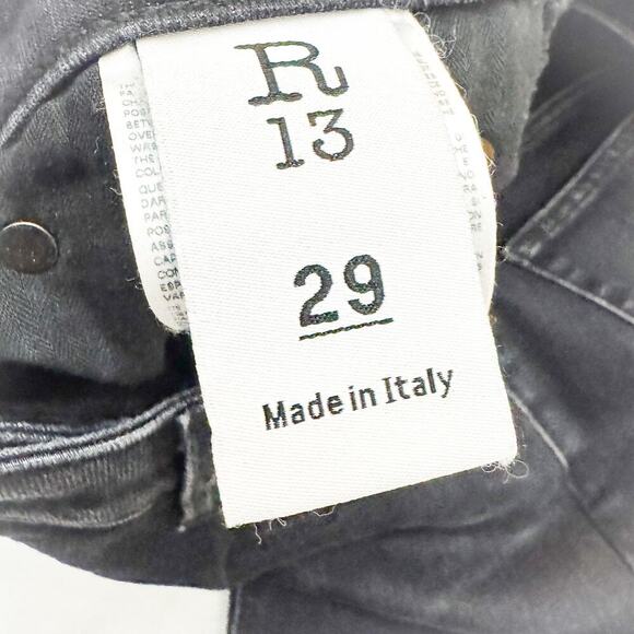 R13 Alison Slim 785-Rayne Black R13W0115-785 Zip Fly Denim Jeans Size 29 Italy - Picture 6 of 9
